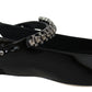 Elegant Black Patent Flats with Crystal Accent