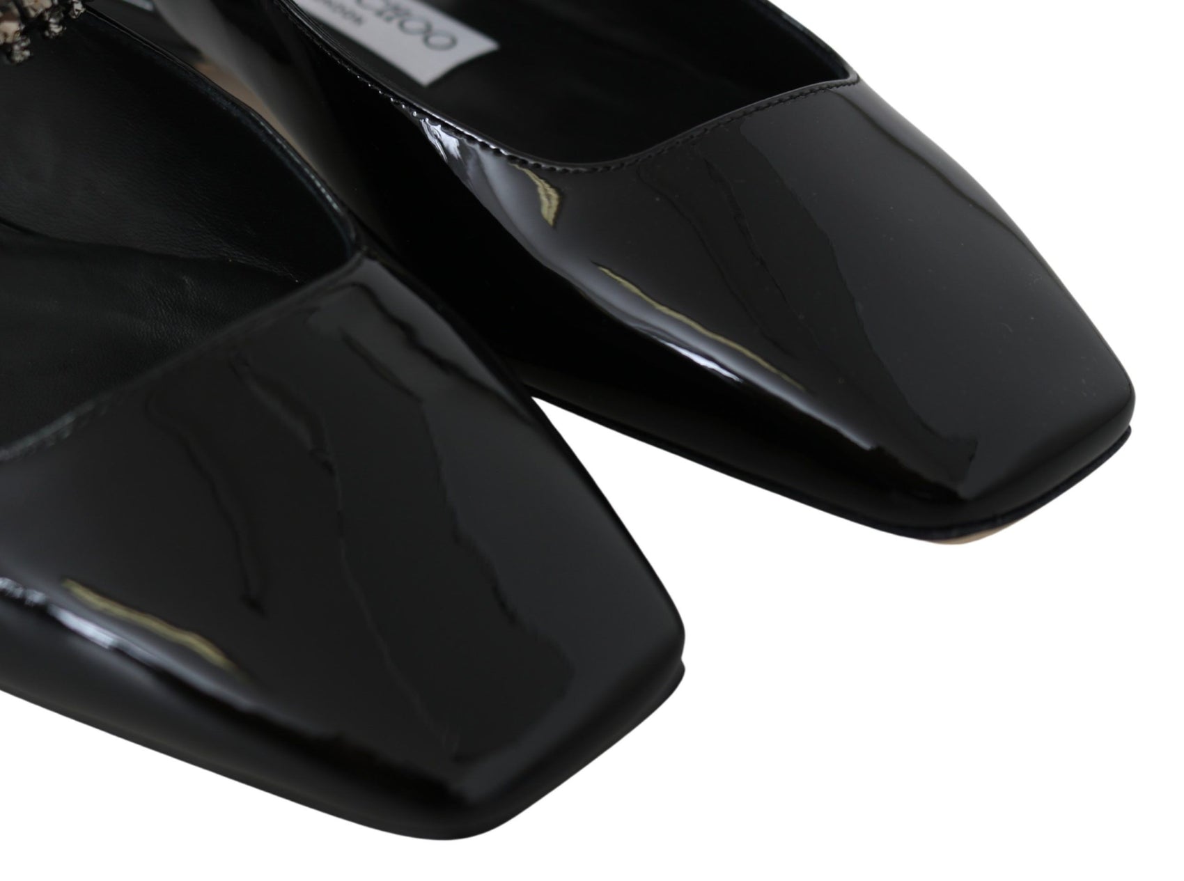 Elegante schwarze Lack-Ballerinas mit Kristall-Akzent