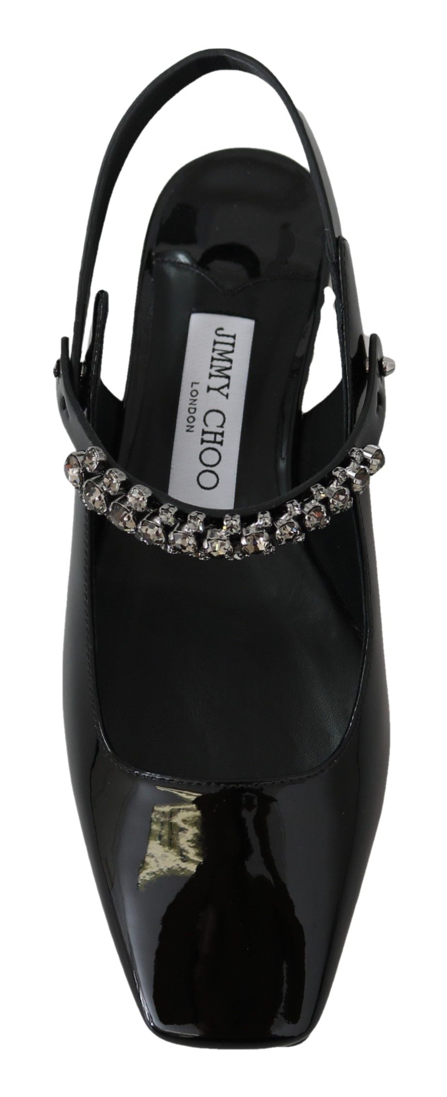 Elegante schwarze Lack-Ballerinas mit Kristall-Akzent