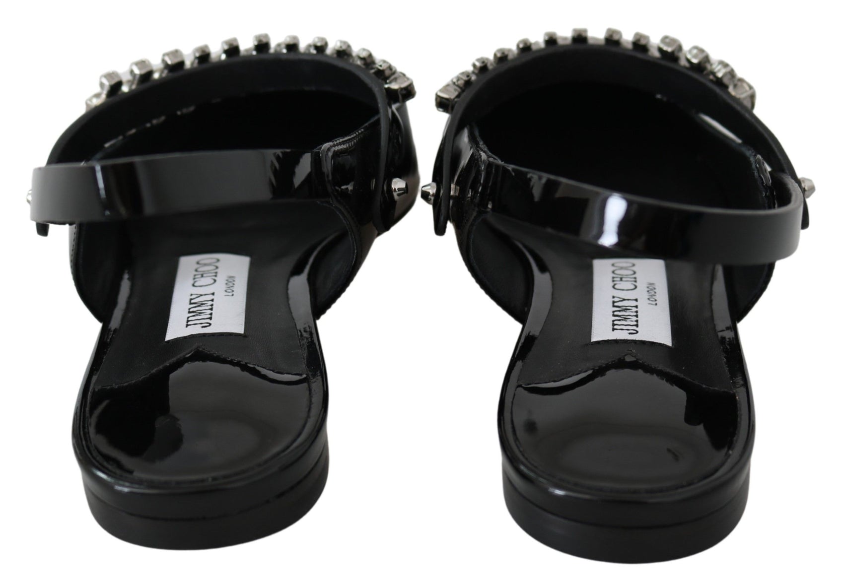 Elegante schwarze Lack-Ballerinas mit Kristall-Akzent
