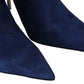 Pop Blue Crystal-Strap Heeled Boots