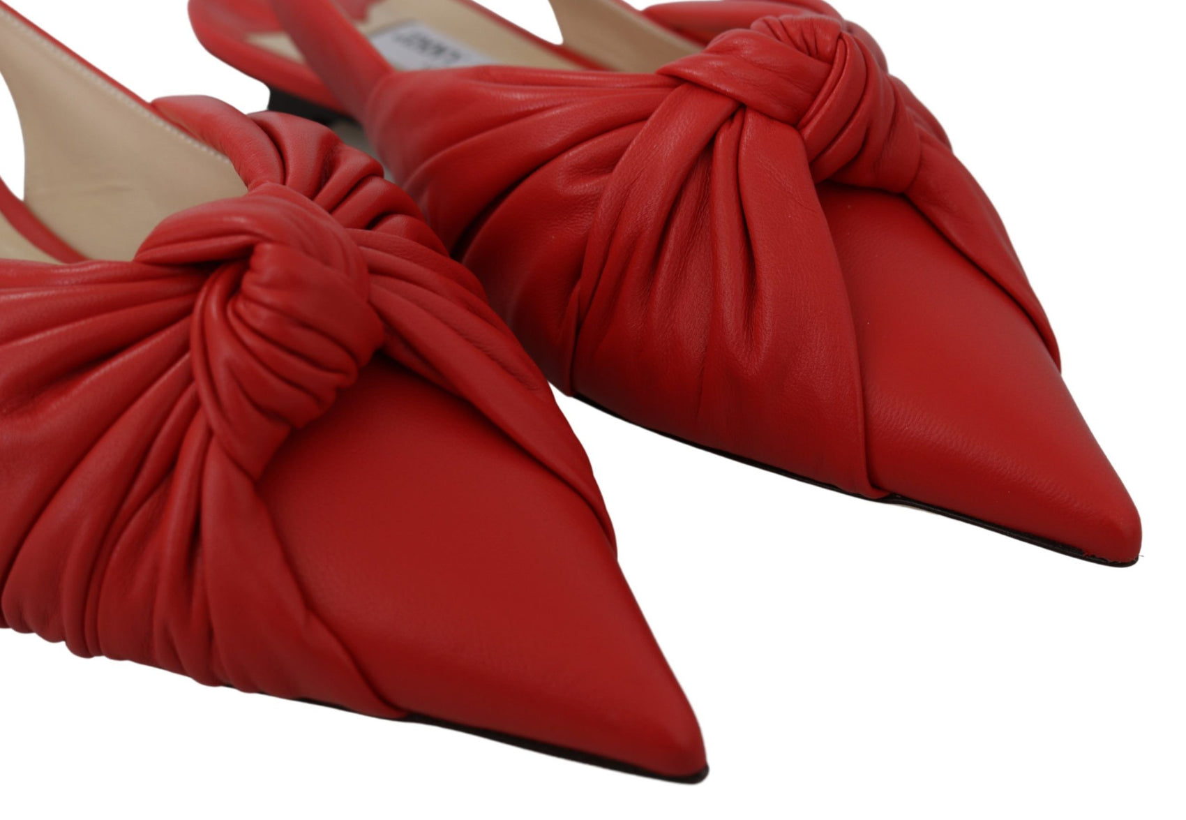 Schicke rote Leder-Ballerinas mit spitzer Spitze