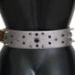 Stunning Silver Leather Crystal-Studded Belt