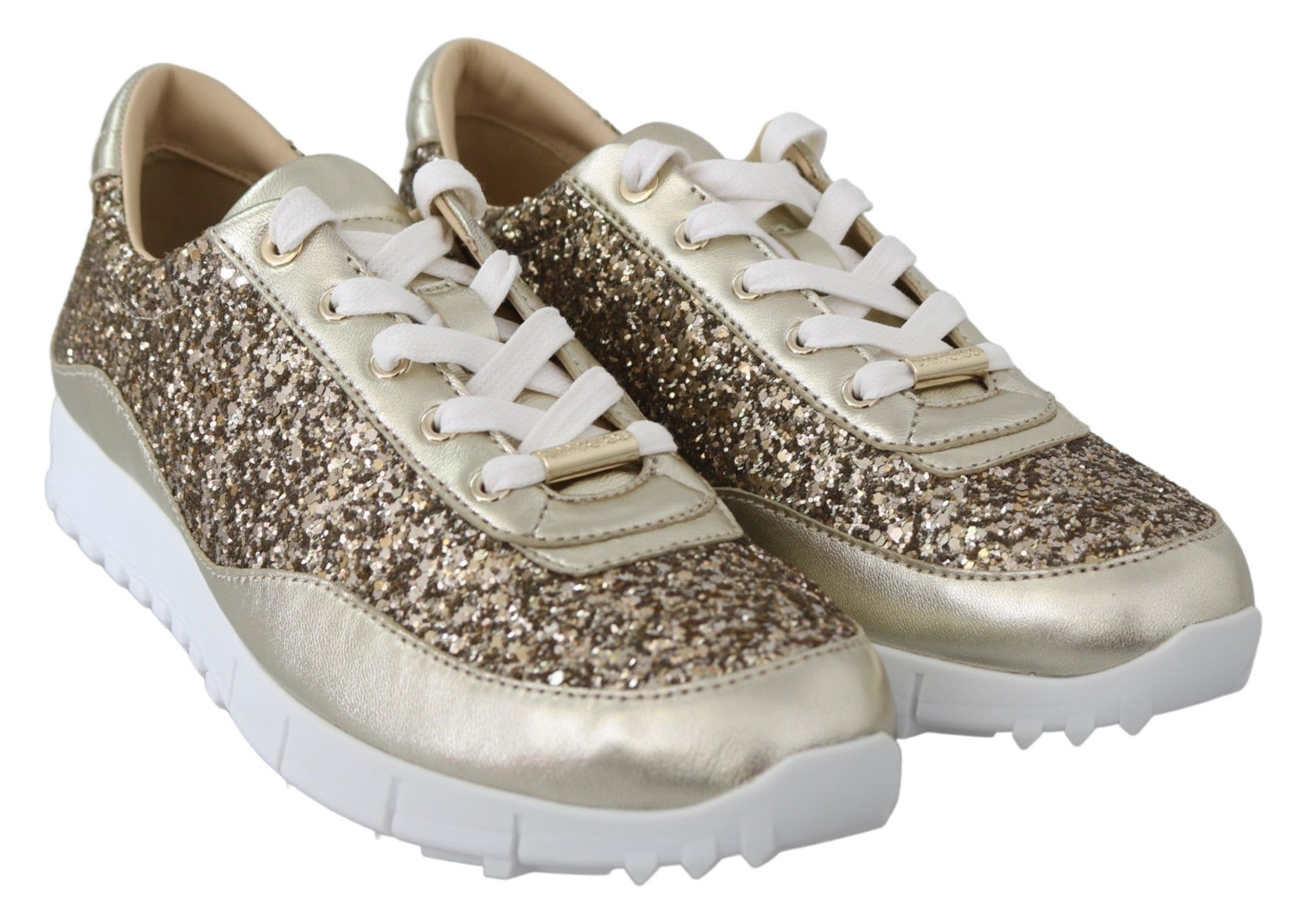 Sneakers aus glitzerndem Leder in Antikgold