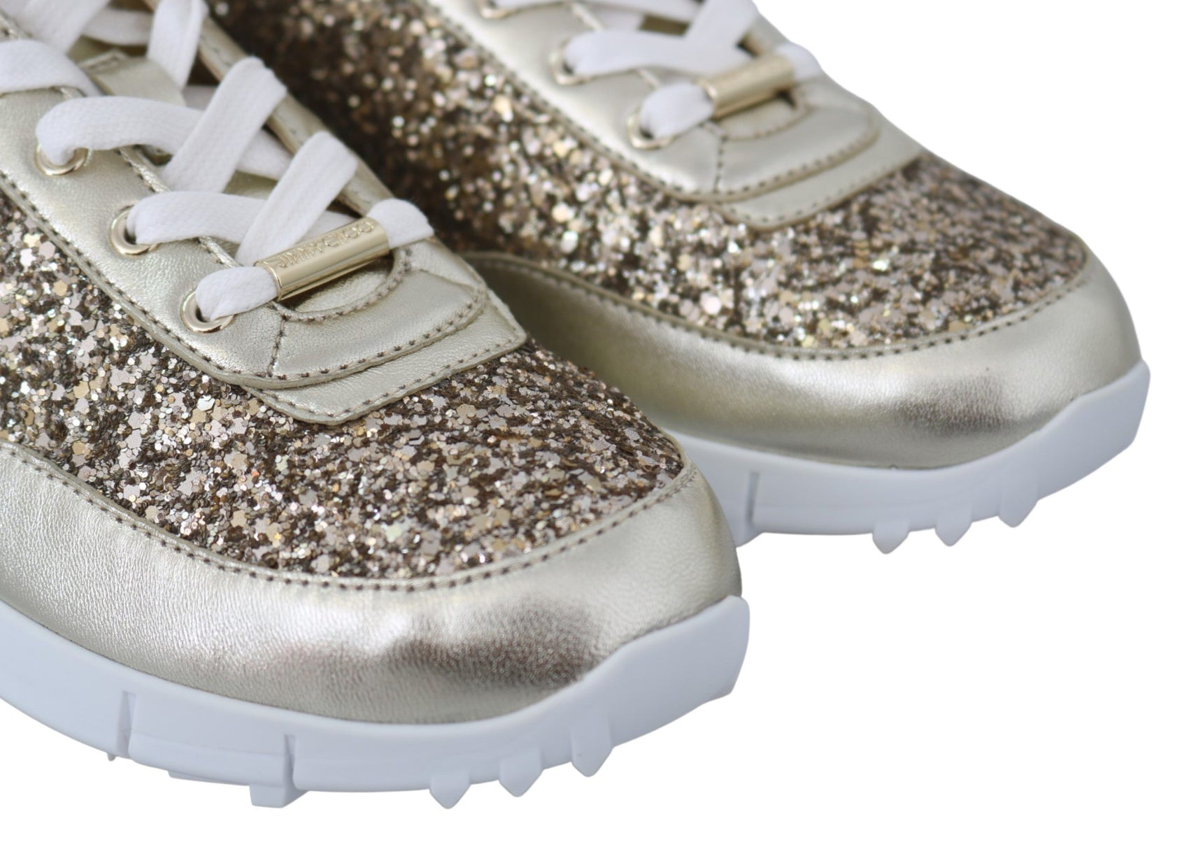 Sneakers aus glitzerndem Leder in Antikgold