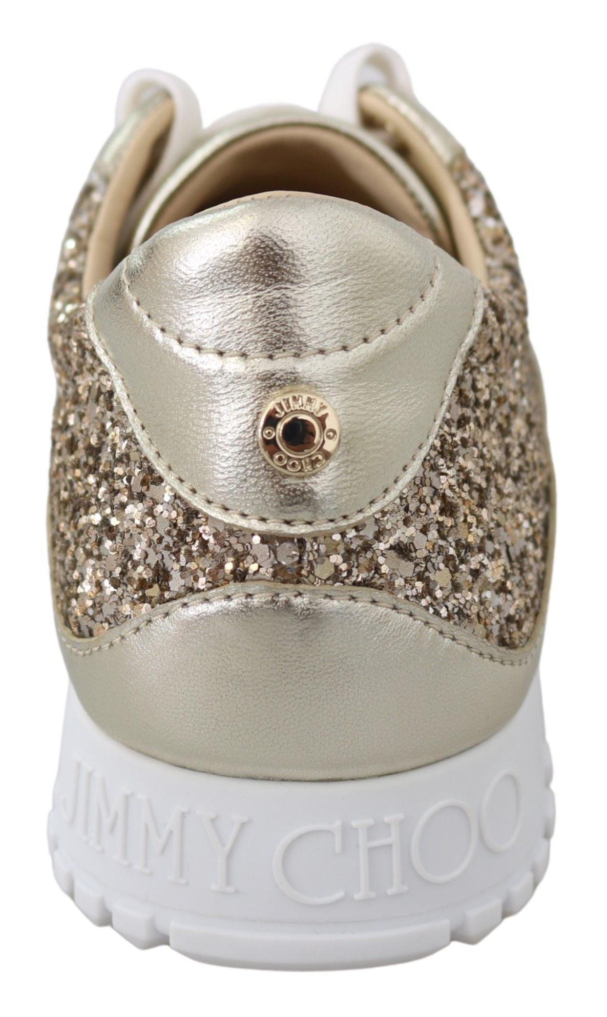 Sneakers aus glitzerndem Leder in Antikgold