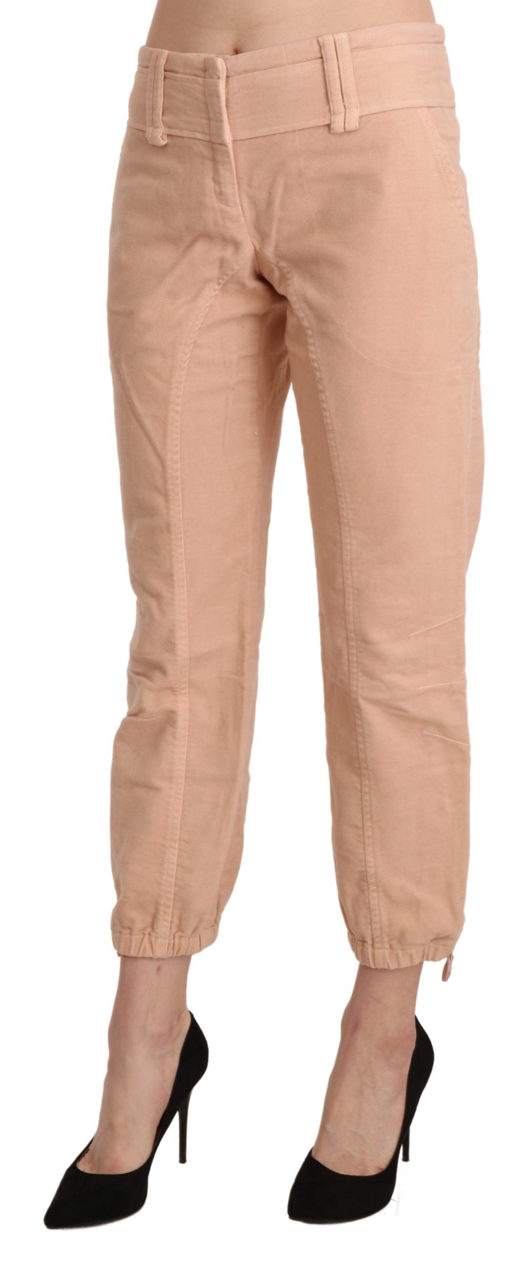 Schicke beige verkürzte Baumwollhose