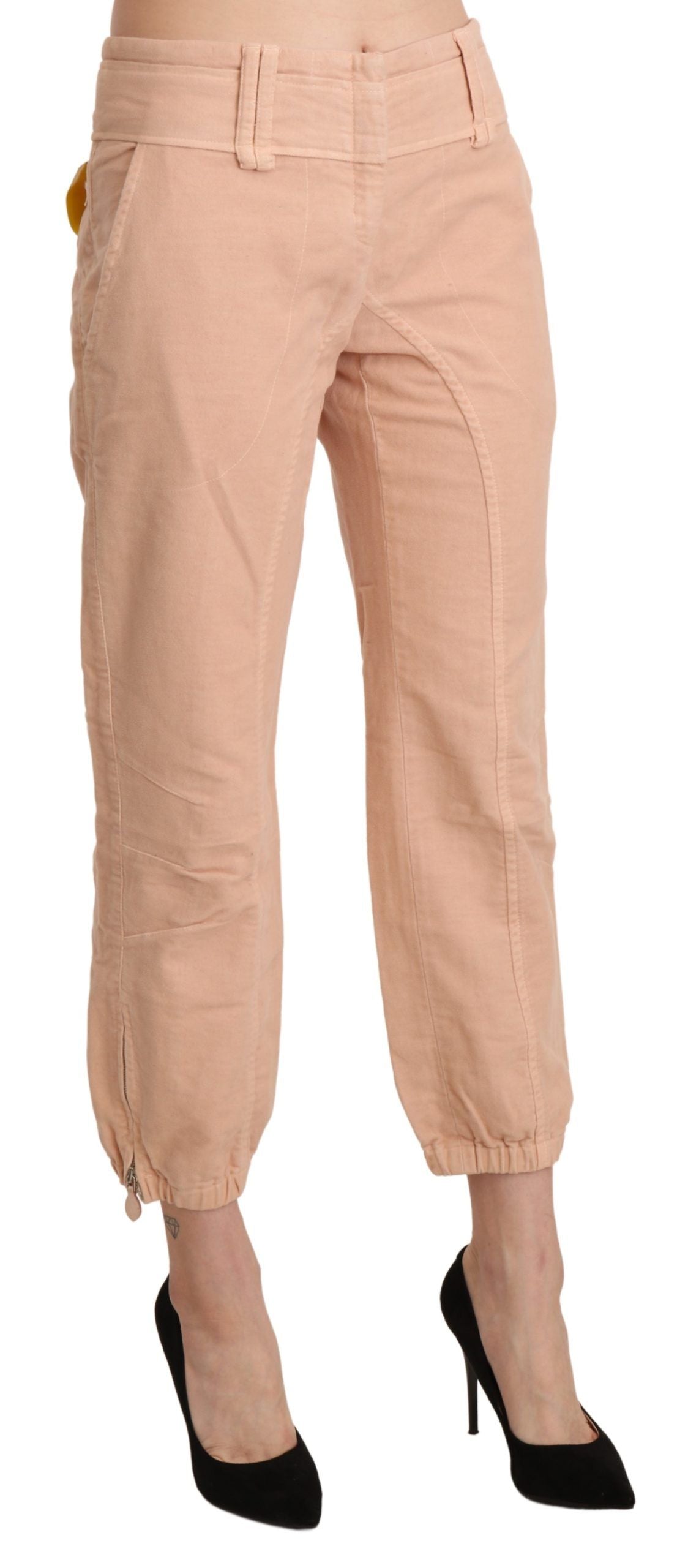 Schicke beige verkürzte Baumwollhose