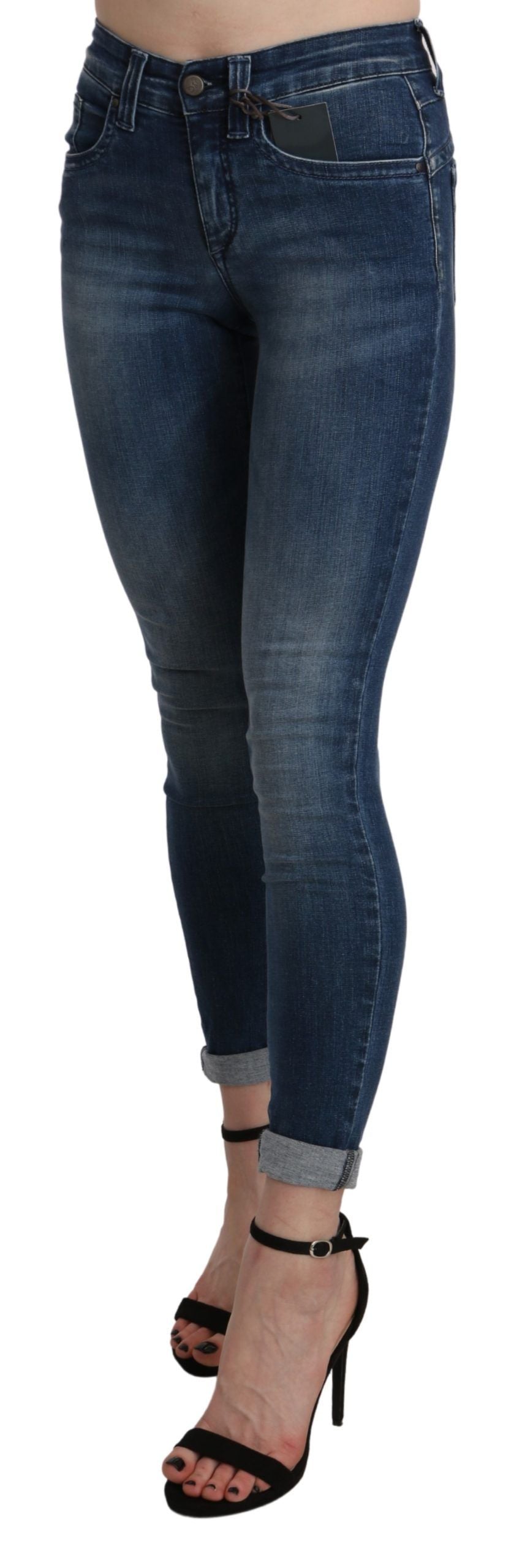 Schicke blaue High Waist Cropped Jeans