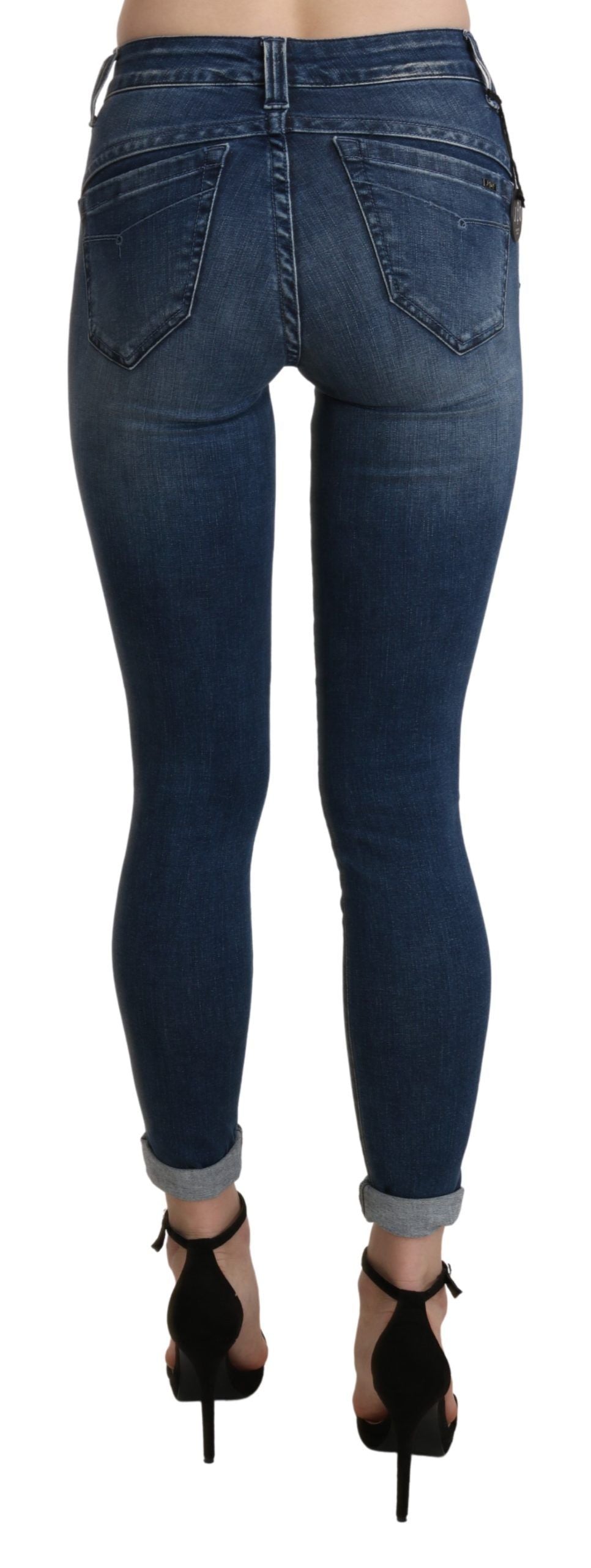 Schicke blaue High Waist Cropped Jeans