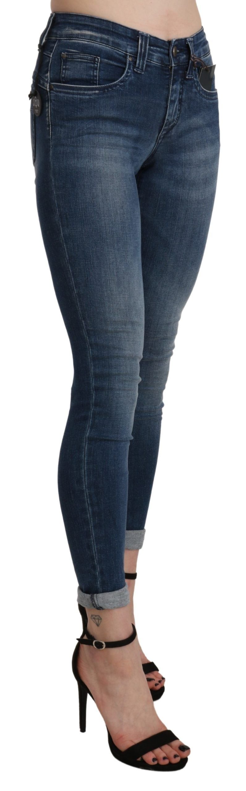 Schicke blaue High Waist Cropped Jeans