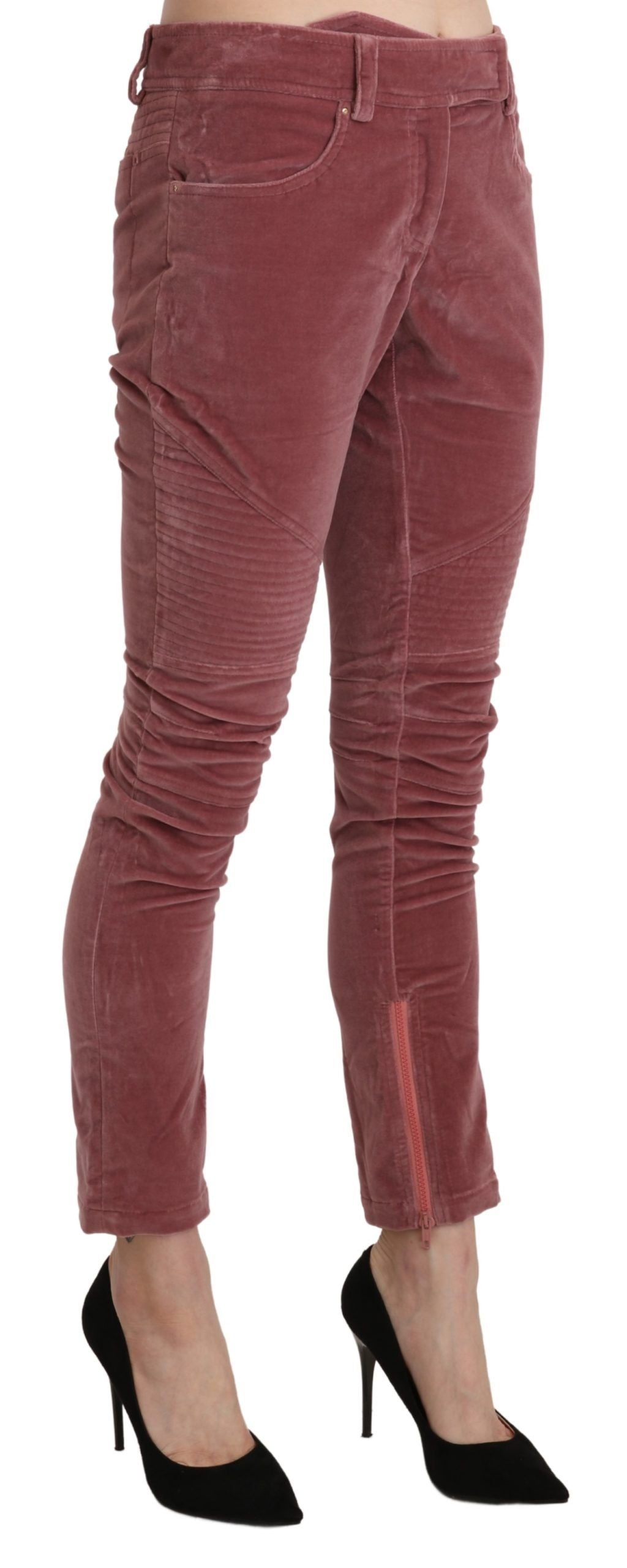 Schicke rote Skinny-Hose mit mittlerer Taille