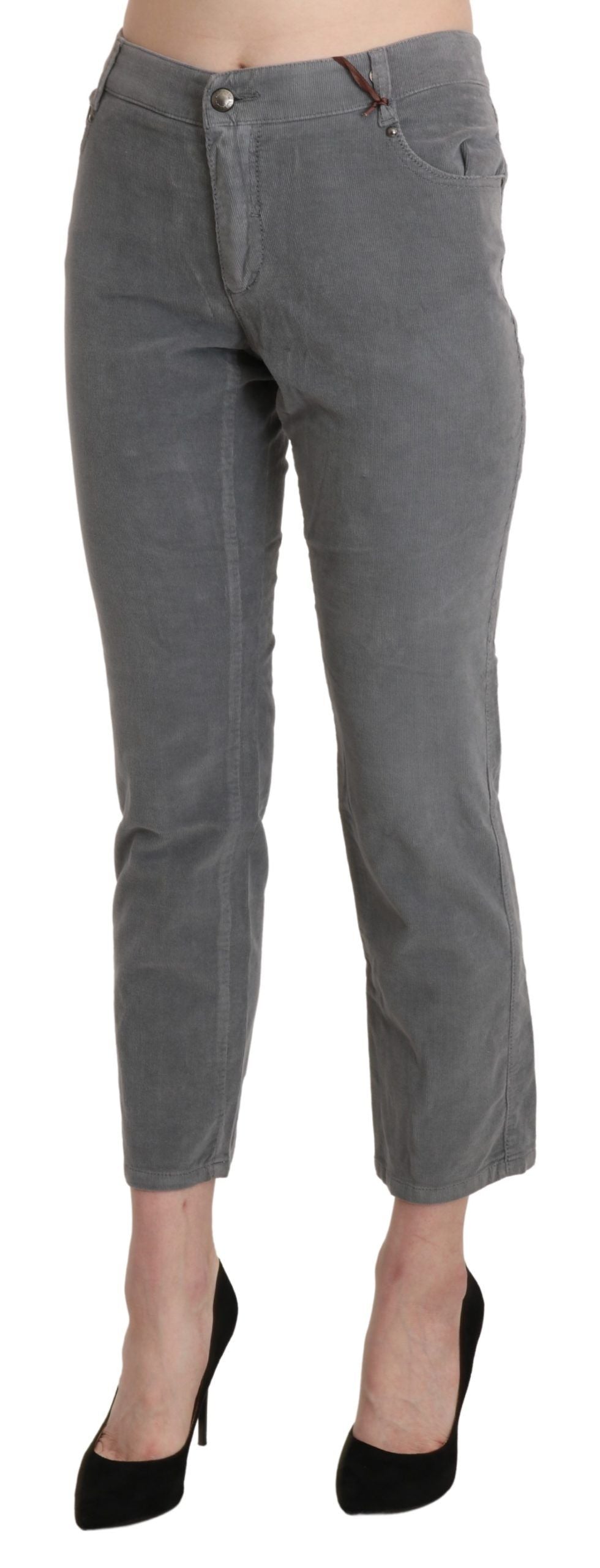 Schicke graue Cropped-Hose mit mittlerer Taille