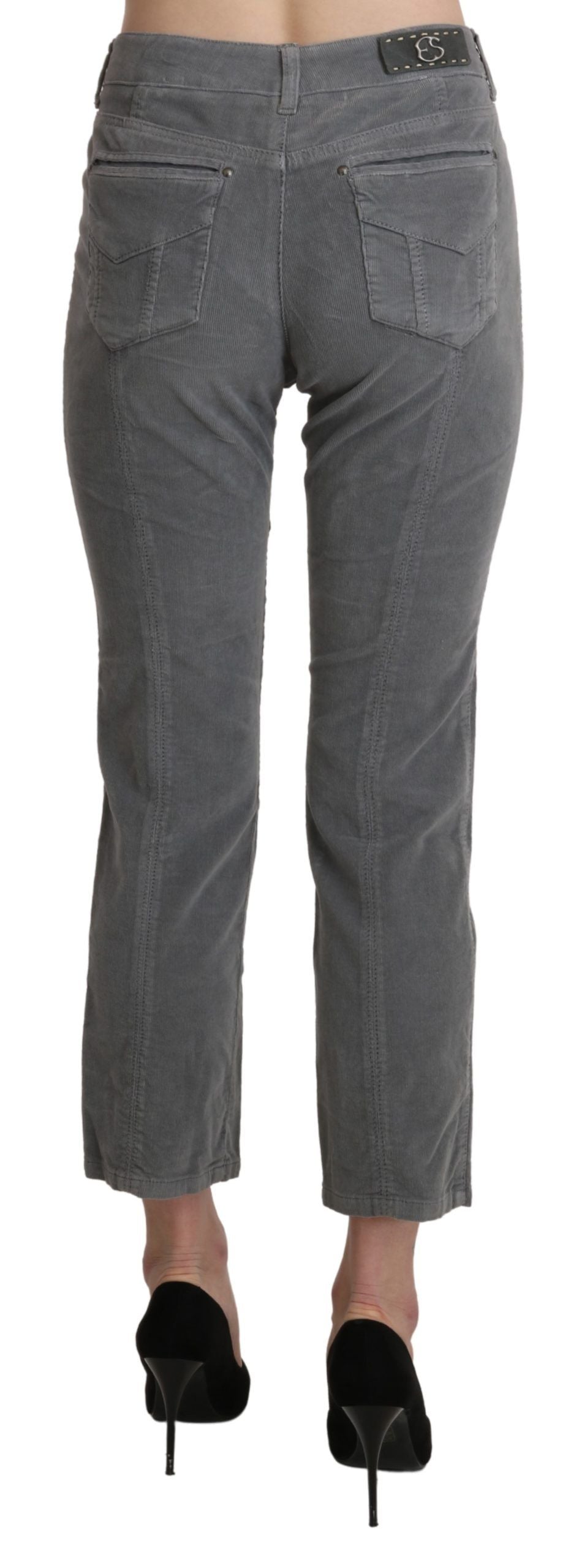 Schicke graue Cropped-Hose mit mittlerer Taille