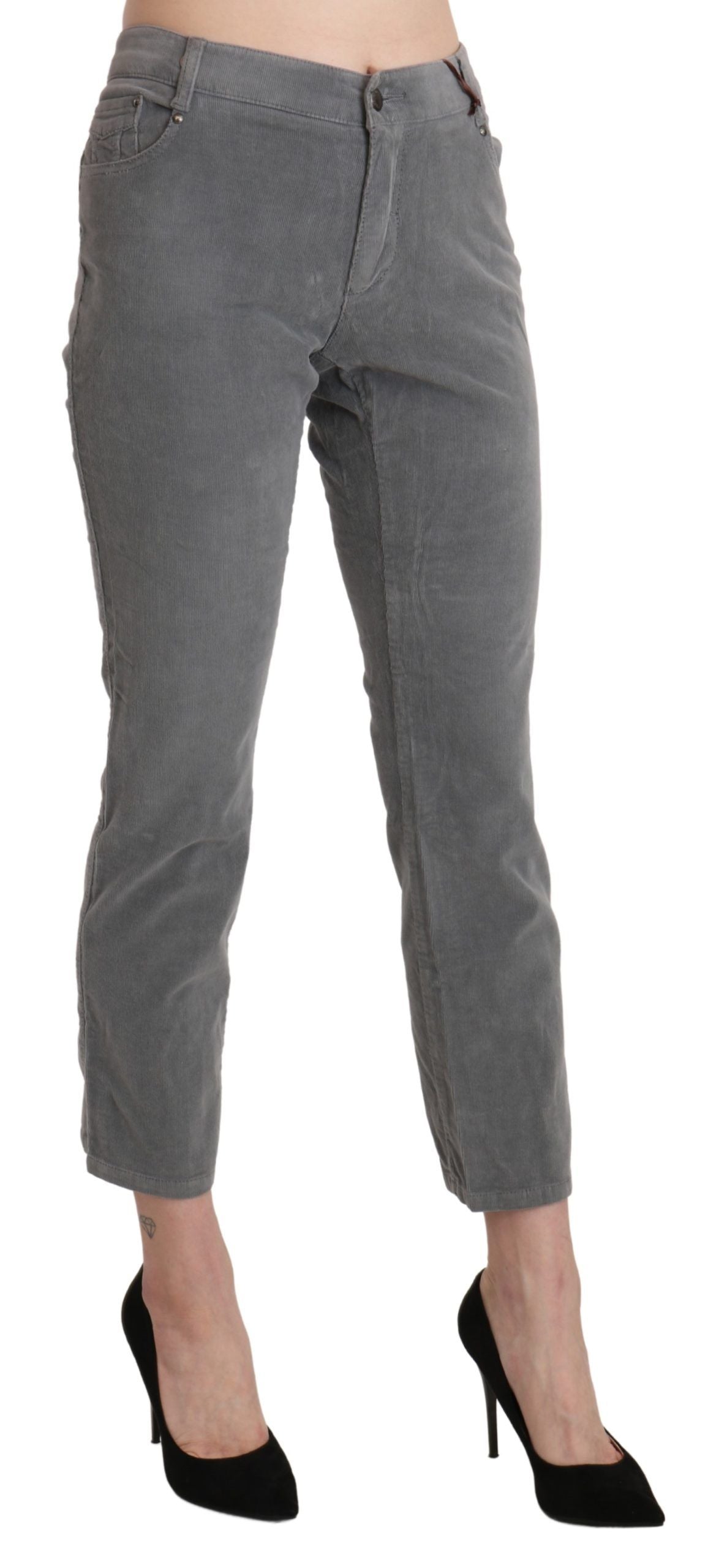 Schicke graue Cropped-Hose mit mittlerer Taille