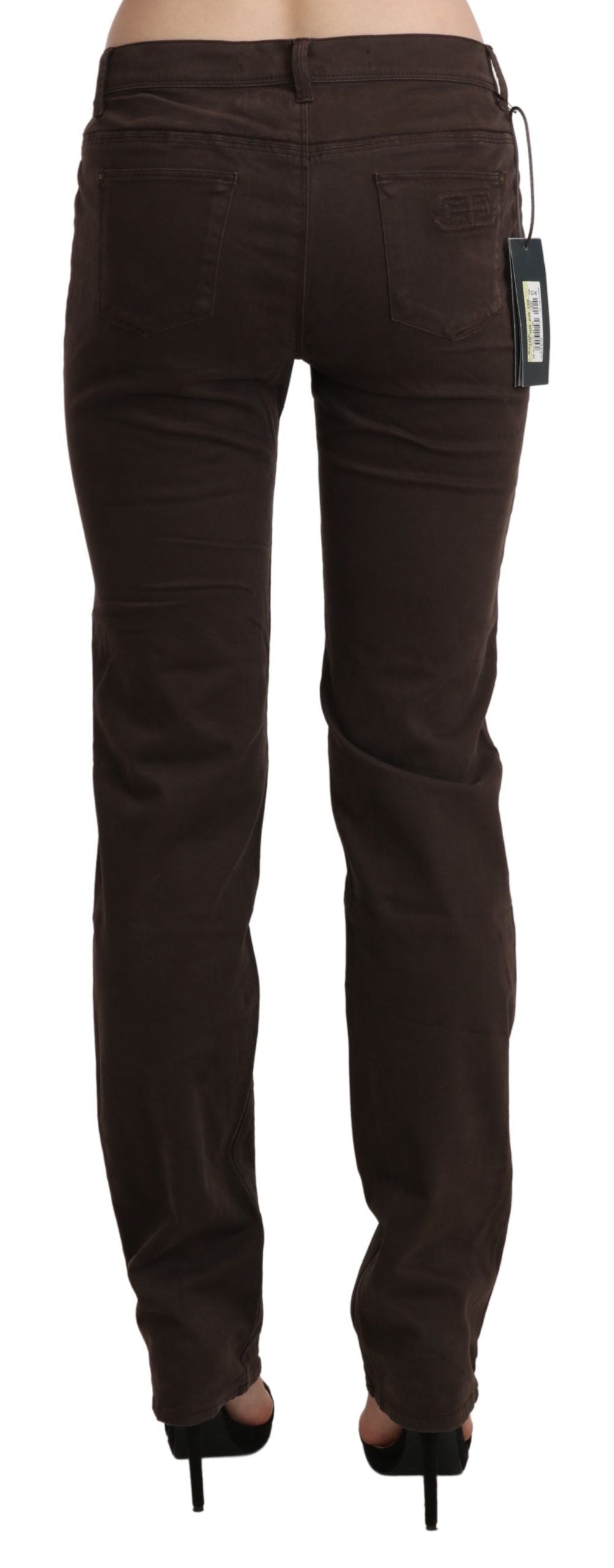 Schicke, braune Skinny-Hose mit mittlerer Taille