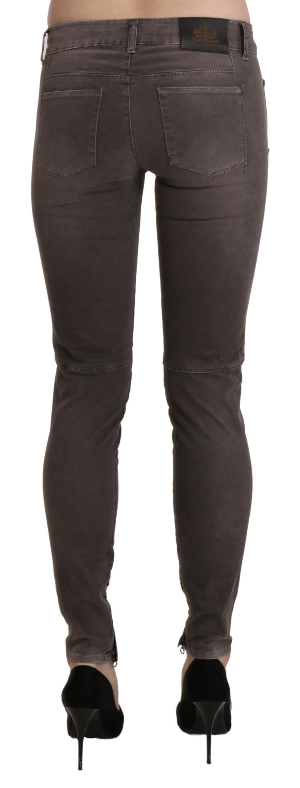 Schicke braune Skinny-Hose mit niedriger Taille