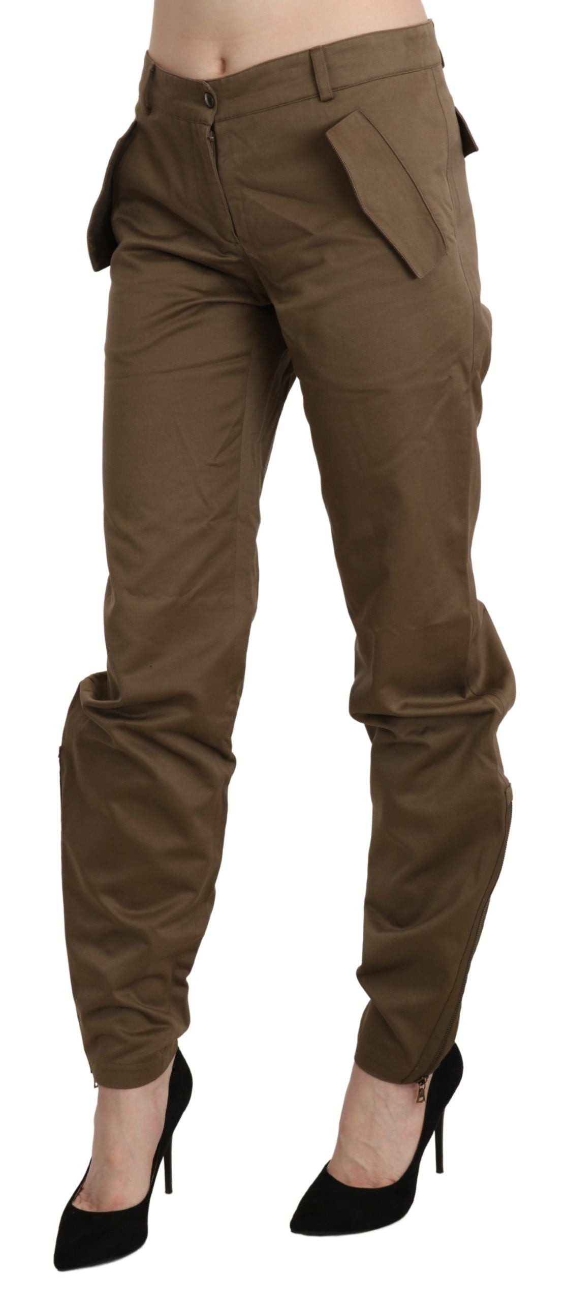 Schicke braune gerade Hose mit mittlerer Taille