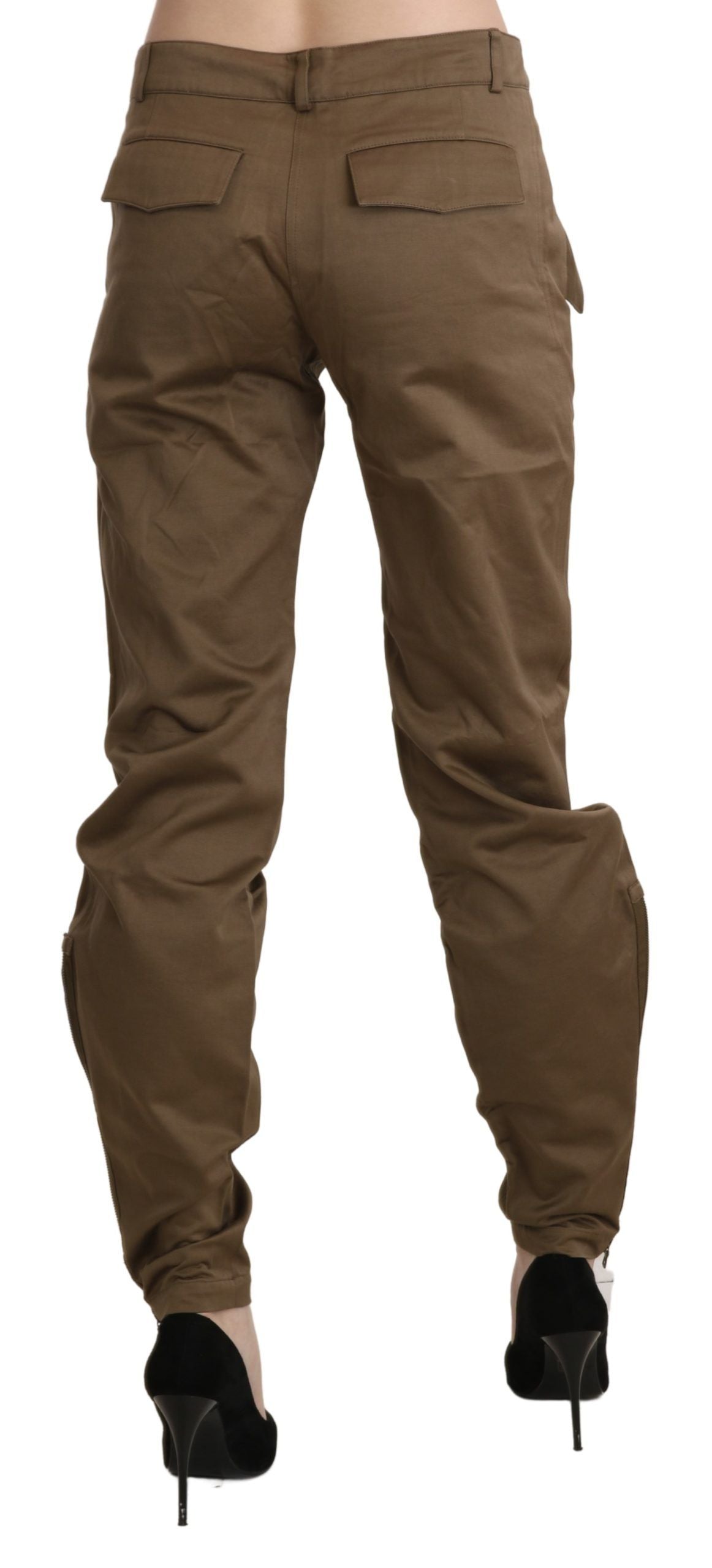 Schicke braune gerade Hose mit mittlerer Taille