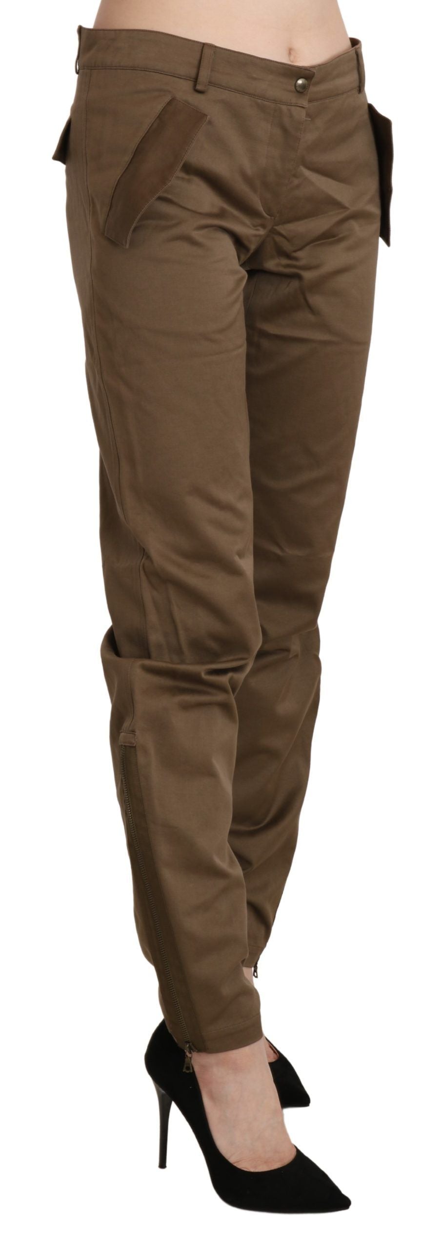 Schicke braune gerade Hose mit mittlerer Taille