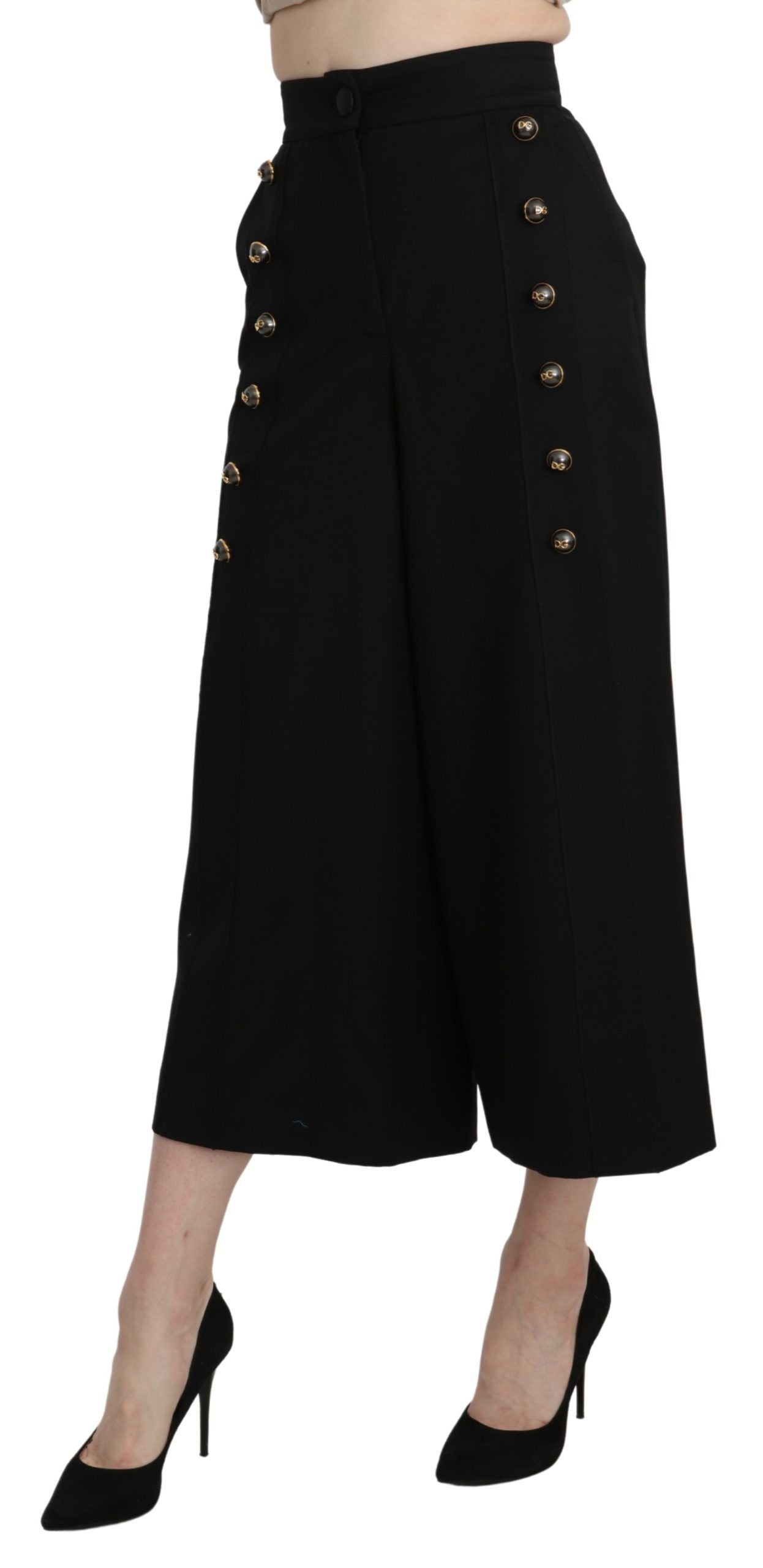 Elegante High Waist Wide Leg Hose aus Schurwolle