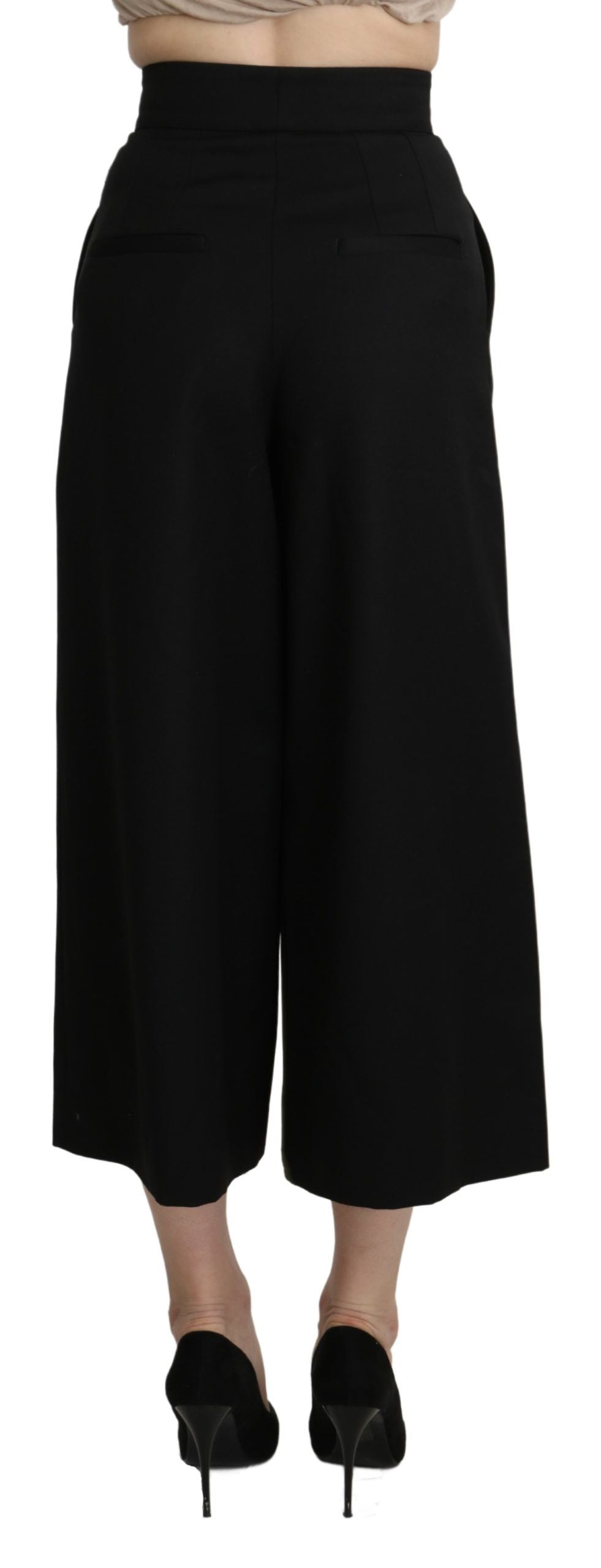 Elegante High Waist Wide Leg Hose aus Schurwolle