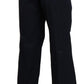 Navy Blue High Waist Straight Cotton Pants