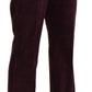 Elegant High Waist Straight Purple Pants