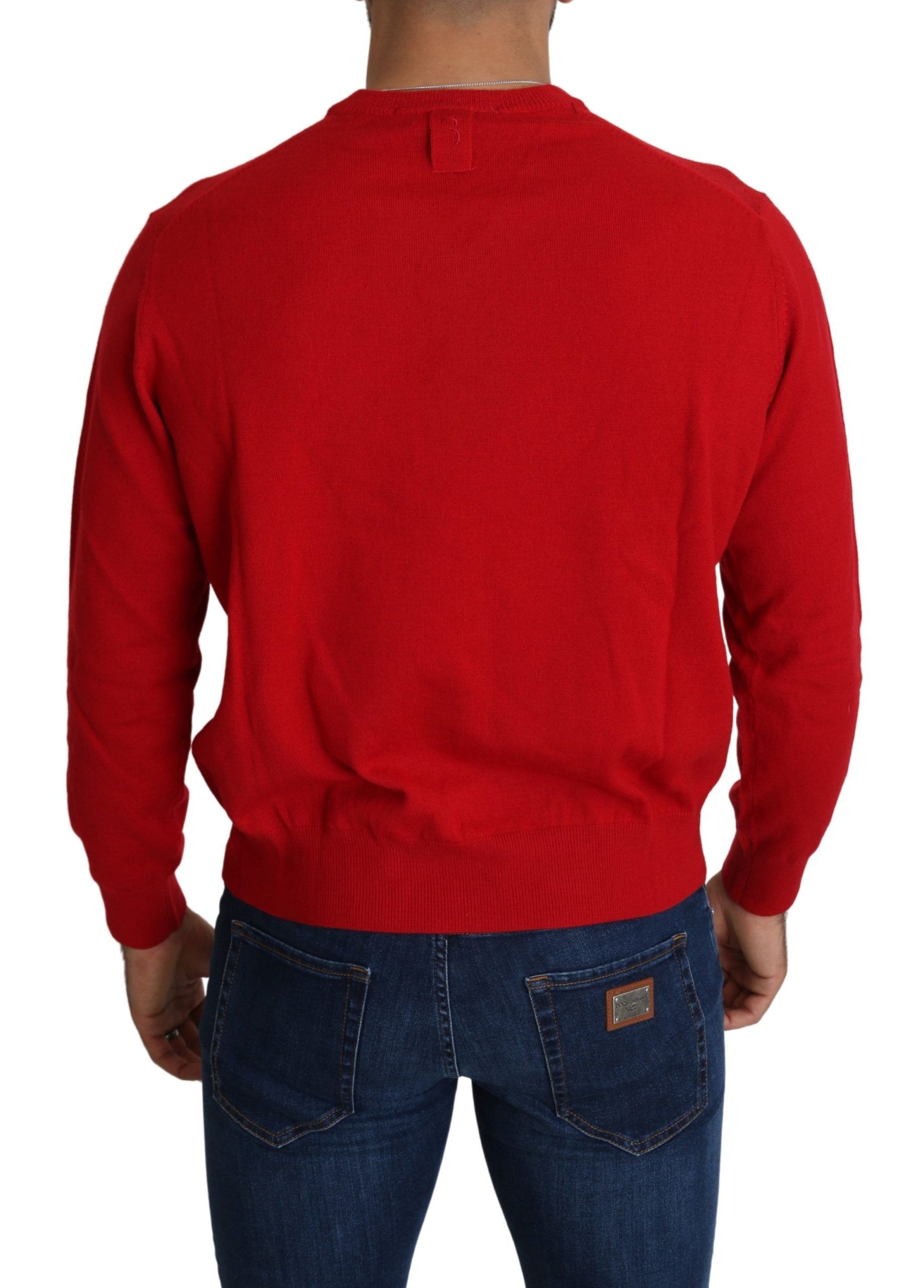 Ikonischer bestickter roter Wollpullover