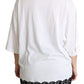 Dolce & Gabbana White Angel Print Cotton Round Neck Shirt Tops