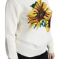 Eleganter gestrickter Sonnenblumenpullover