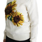 Eleganter gestrickter Sonnenblumenpullover