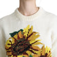 Eleganter gestrickter Sonnenblumenpullover