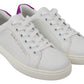 Chic White Leather Sneakers with Purple Accents