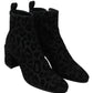 Elegant Black Leopard Print Short Boots