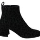 Elegant Black Leopard Print Short Boots