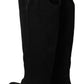 Elegant Black Suede Knee High Boots