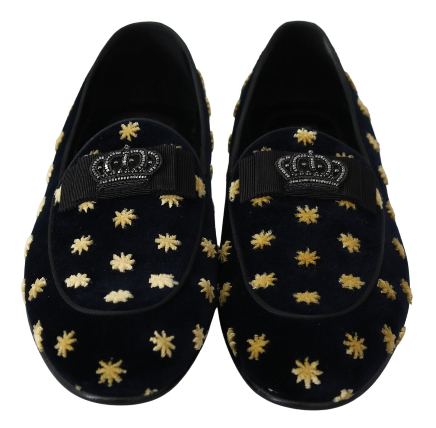 Elegant Velvet Crown Embroidery Loafers