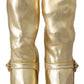 Elegant Gold Ankle Boots Socks with Rhinestones