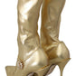 Elegant Gold Ankle Boots Socks with Rhinestones