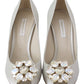 White Crystal Peep Toe Silk Blend Heels