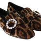 Leopard Print Crystal Embellished Loafers