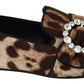 Leopard Print Crystal Embellished Loafers