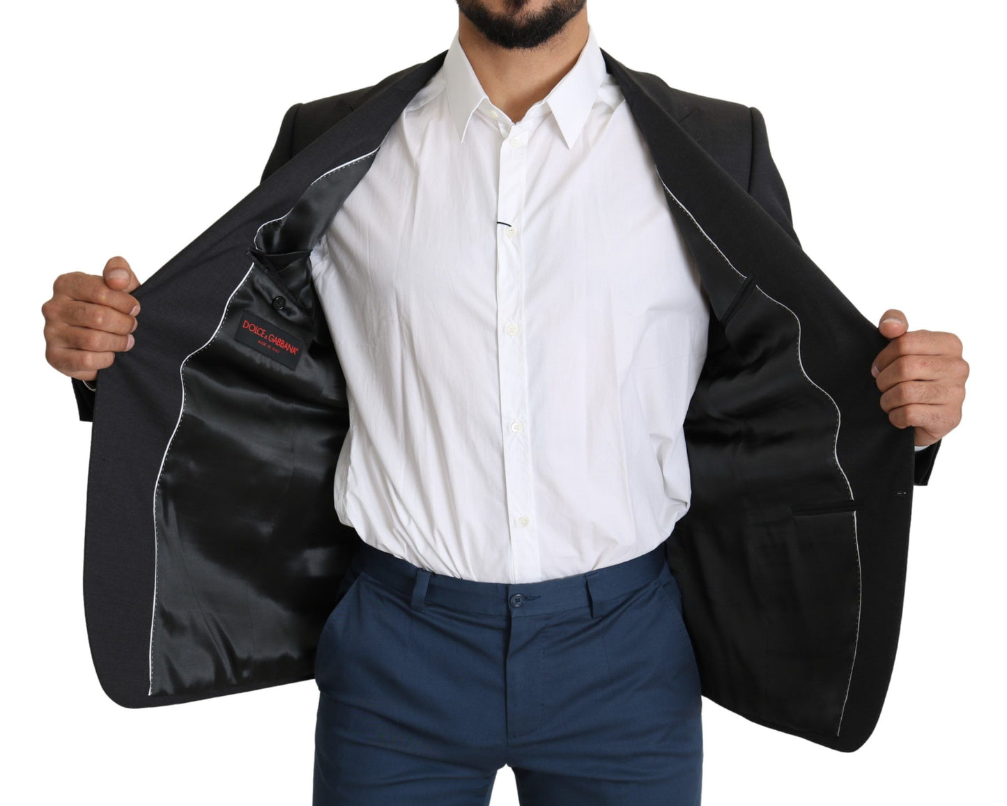 Eleganter Slim Fit Blazer aus grauer Woll-Seidenmischung