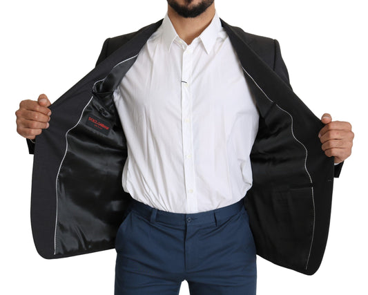 Eleganter Slim Fit Blazer aus grauer Woll-Seidenmischung