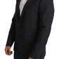 Elegante blazer slim fit in misto lana e seta grigio