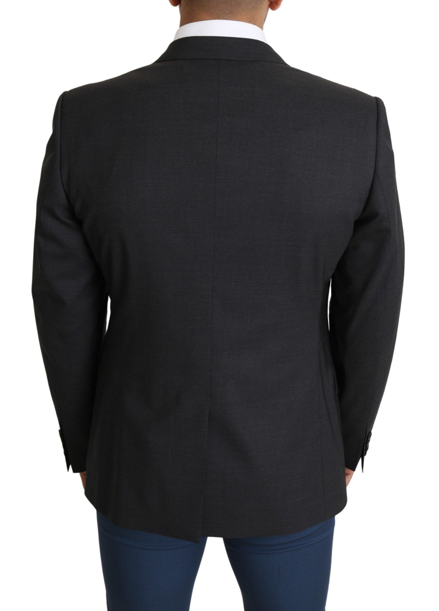 Eleganter Slim Fit Blazer aus grauer Woll-Seidenmischung