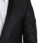 Eleganter schwarzer Jacquard-Slim-Fit-Blazer