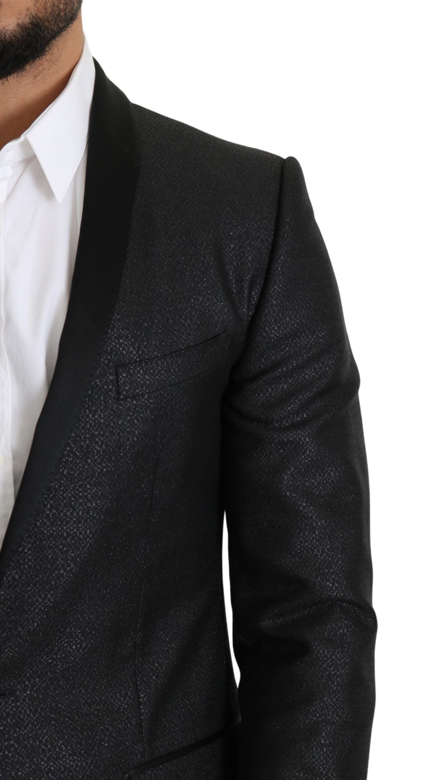 Elegante blazer slim fit in jacquard nero