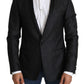 Elegante blazer slim fit in jacquard nero